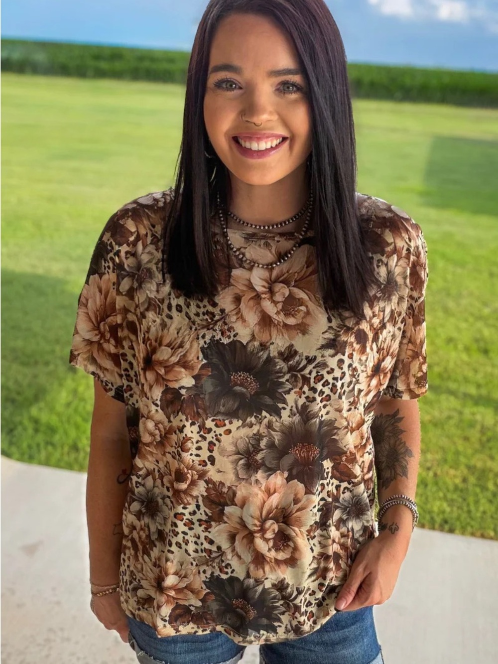 Bloom in Leopard Mesh Top